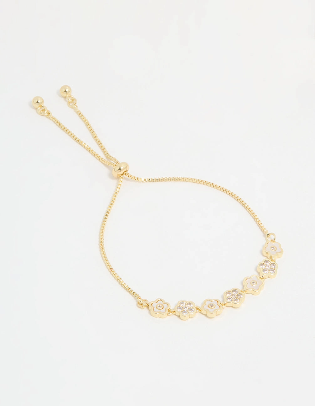 Gold Plated Multi Mini Flower Toggle Bracelet United Creation