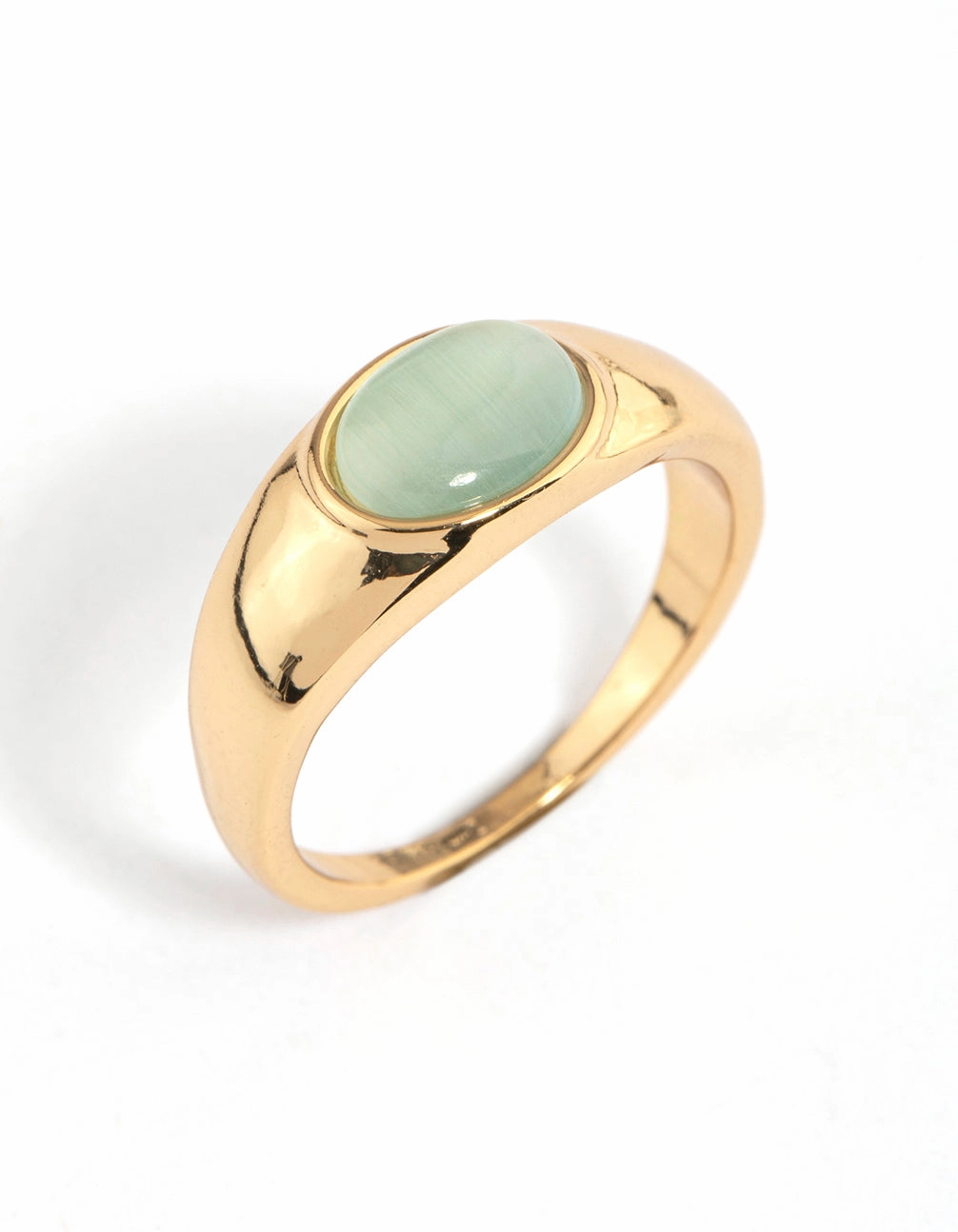 Gold Plated Oval Signet Ring Modern Shine