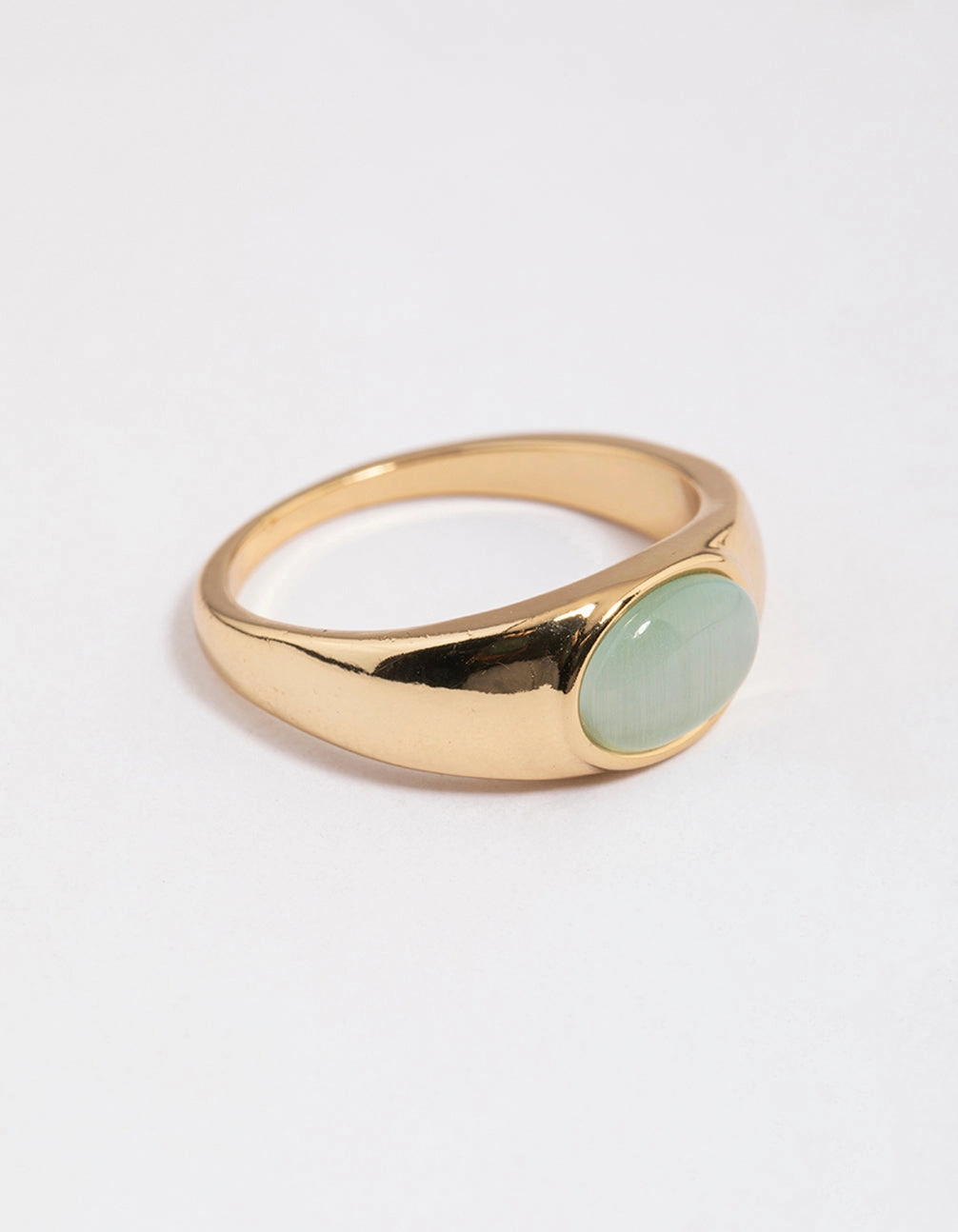Night Accent Precious Design Gold Plated Oval Signet Ring