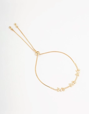 Merited Value Simple Transaction Gold Plated Pearl & Mini Butterfly Toggle Bracelet