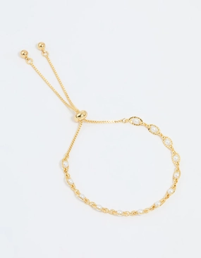 Permanent Composites Gold Plated Pearl Twisted Toggle Bracelet