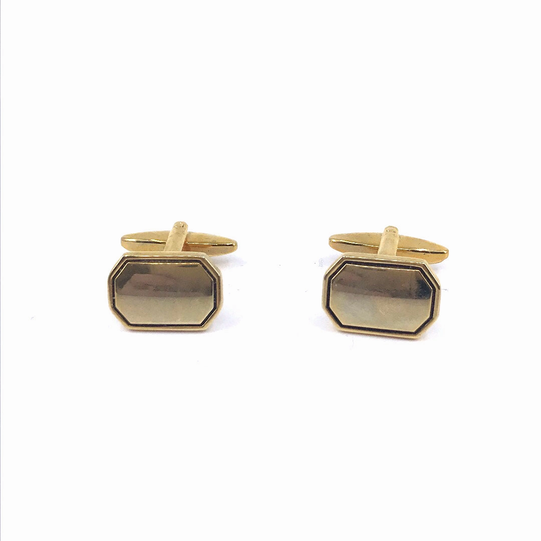 Gold Plated Stainless Steel Octagon Cufflinks Luxury Collection Evening Accessory