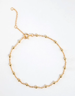 Gold Plated Sterling Silver Ball Chain Bracelet or Anklet Simple Choice