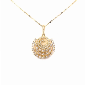 All Day Spark Gold Plated Sterling Silver Circle CZ Swirl Pendant Necklace