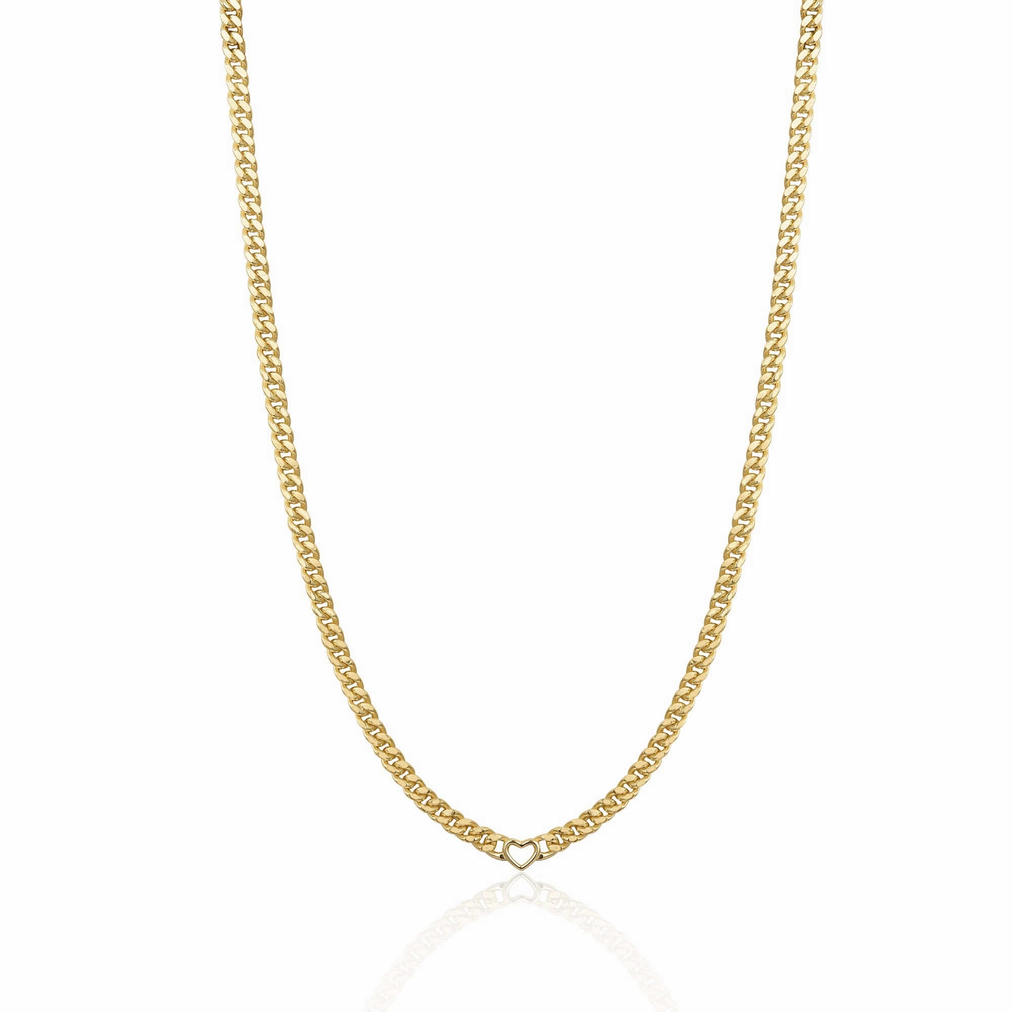 Occasion Perfect Gold-plated Sterling Silver Cuban Chain With Open Heart Necklace
