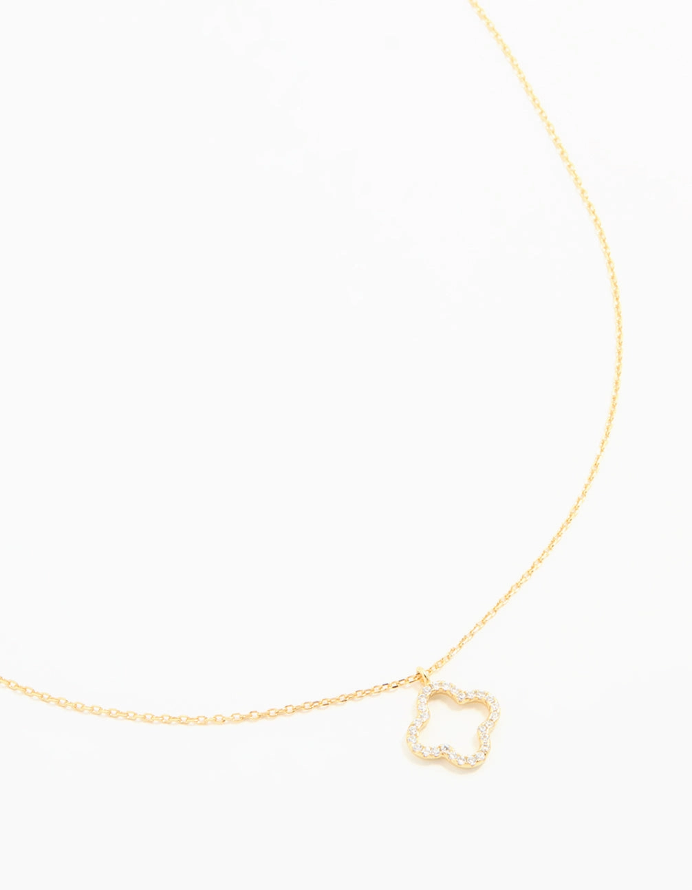 Gold Plated Sterling Silver Cubic Zirconia Flower Pendant Necklace Formal Event gentle touch