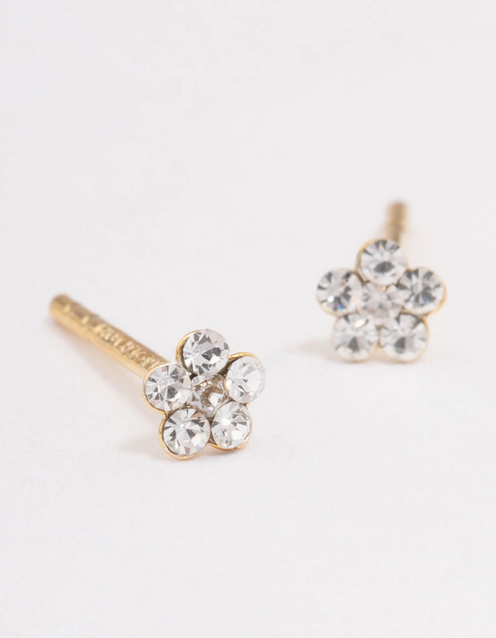 Gold Plated Sterling Silver Diamante Flower Stud Earrings Fresh Statement
