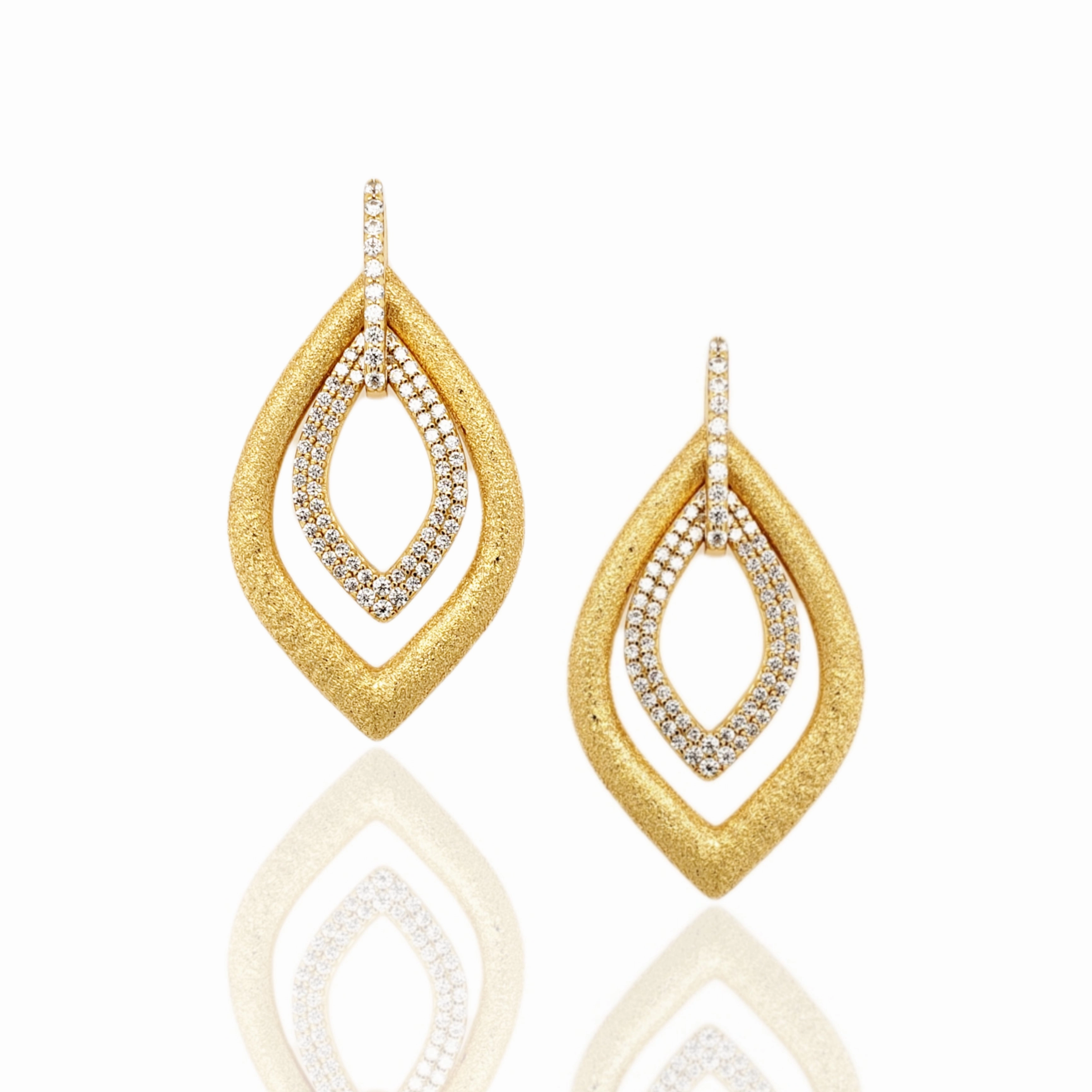 Style Match Gold Plated Sterling Silver Double Flame Shape Earrings