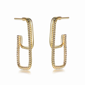 Pure Accent Gold Plated Sterling Silver Double Rectangular "Hoop" Earrings