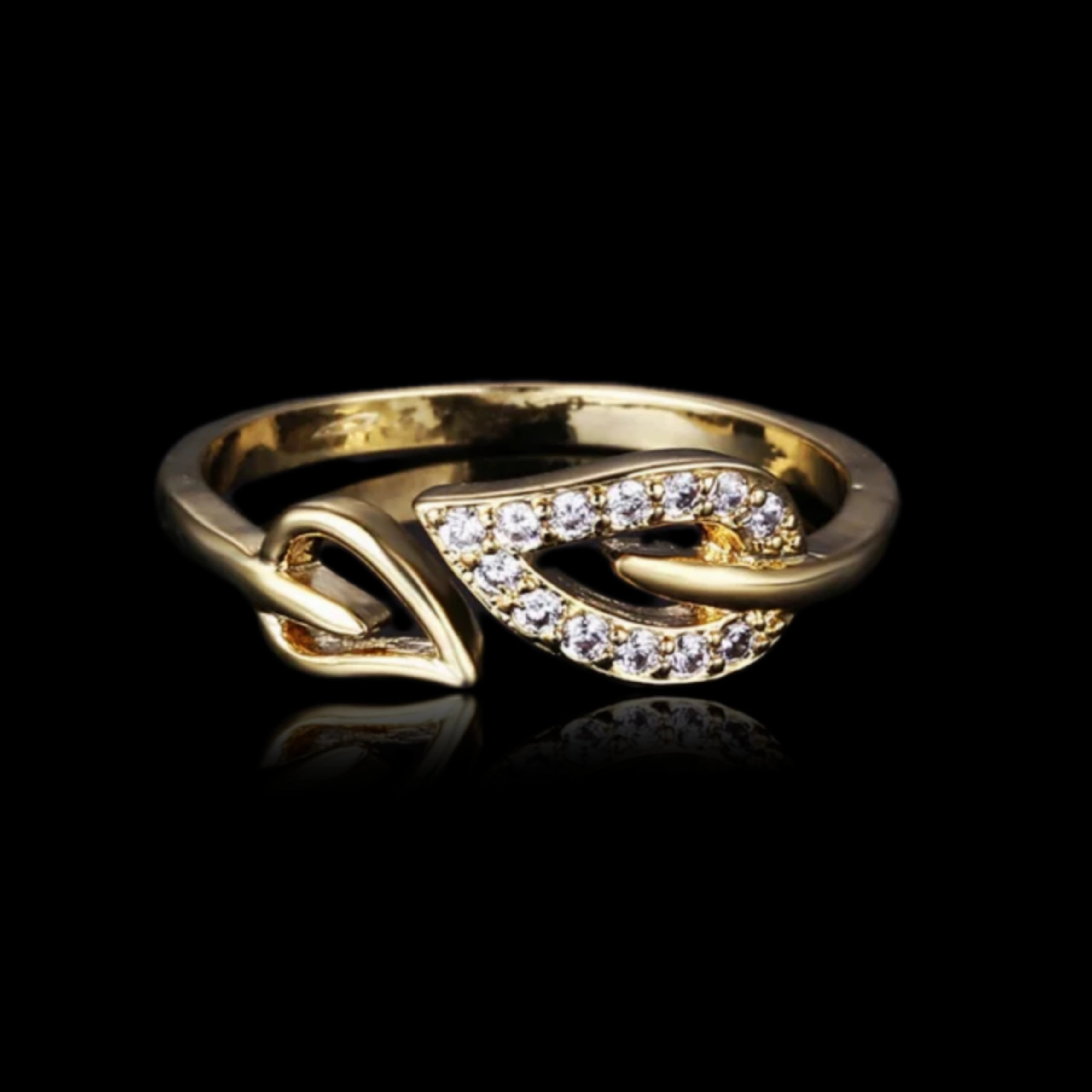 Gold Plated Sterling Silver Double Twisted Teardrop Elegant Open Ring Eternal Classic