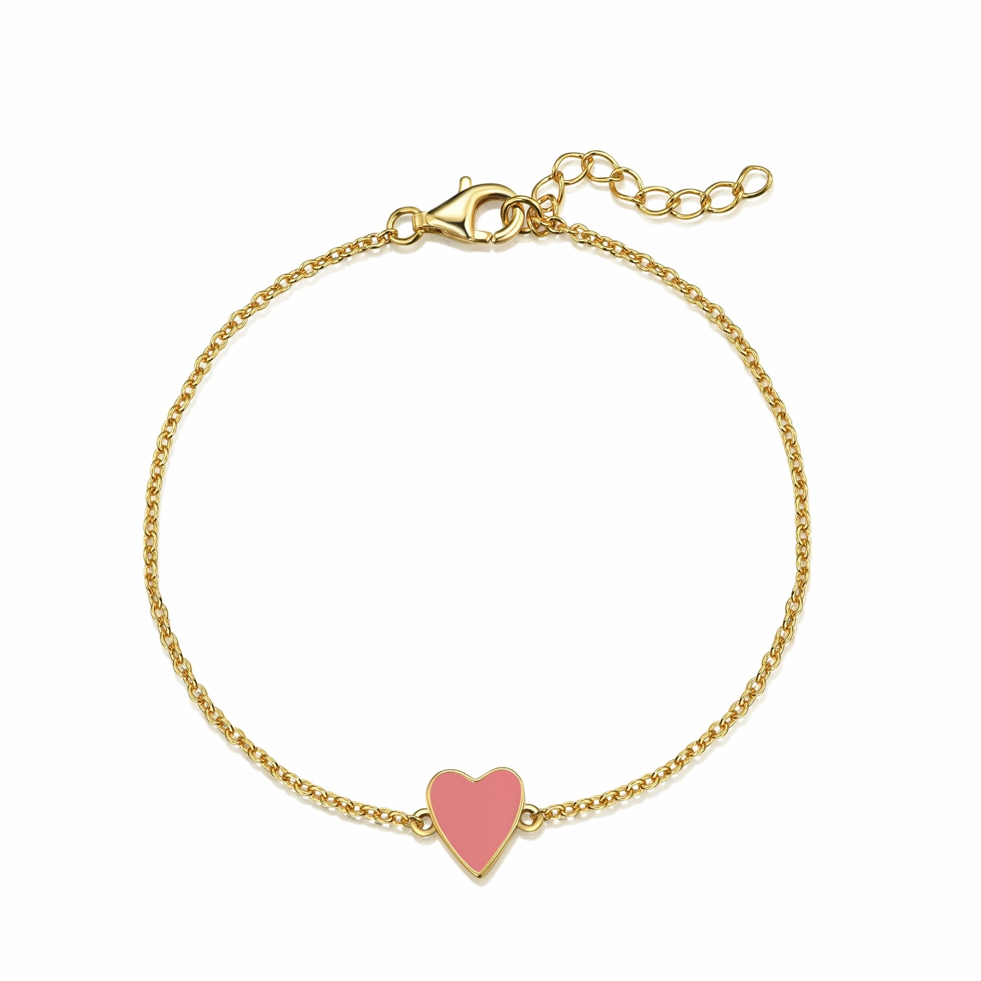 Artistic Form Gold Plated Sterling Silver Enamel Single Heart Bracelet