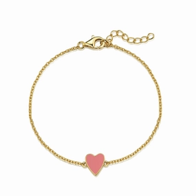 Trendy Accessory Simple Look Gold Plated Sterling Silver Enamel Single Heart Bracelet