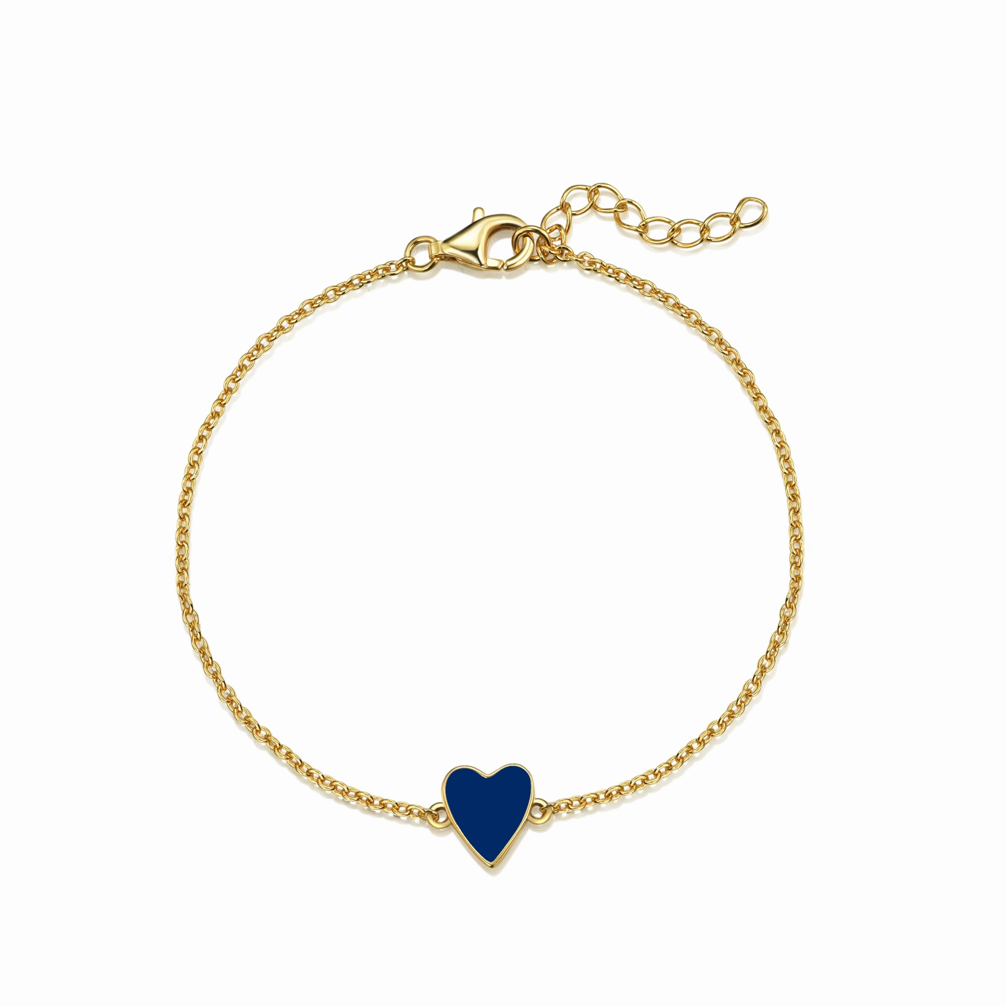 Celebration Ready Gold Plated Sterling Silver Enamel Single Heart Bracelet