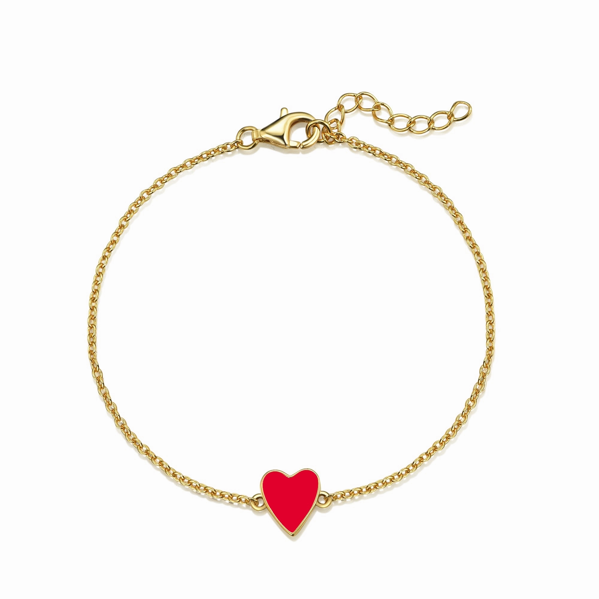 Weekend Accent Gold Plated Sterling Silver Enamel Single Heart Bracelet
