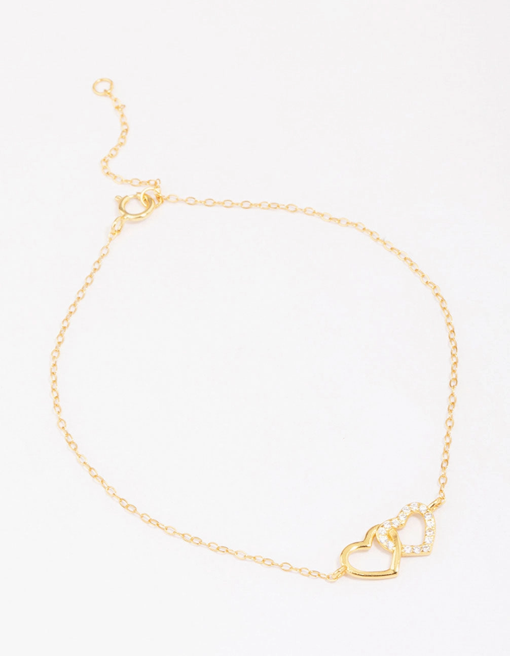 Clear Unification Gold Plated Sterling Silver Loop Heart Chain Bracelet