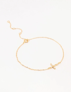 Holy Composites Gold Plated Sterling Silver Marquise Cross Bracelet