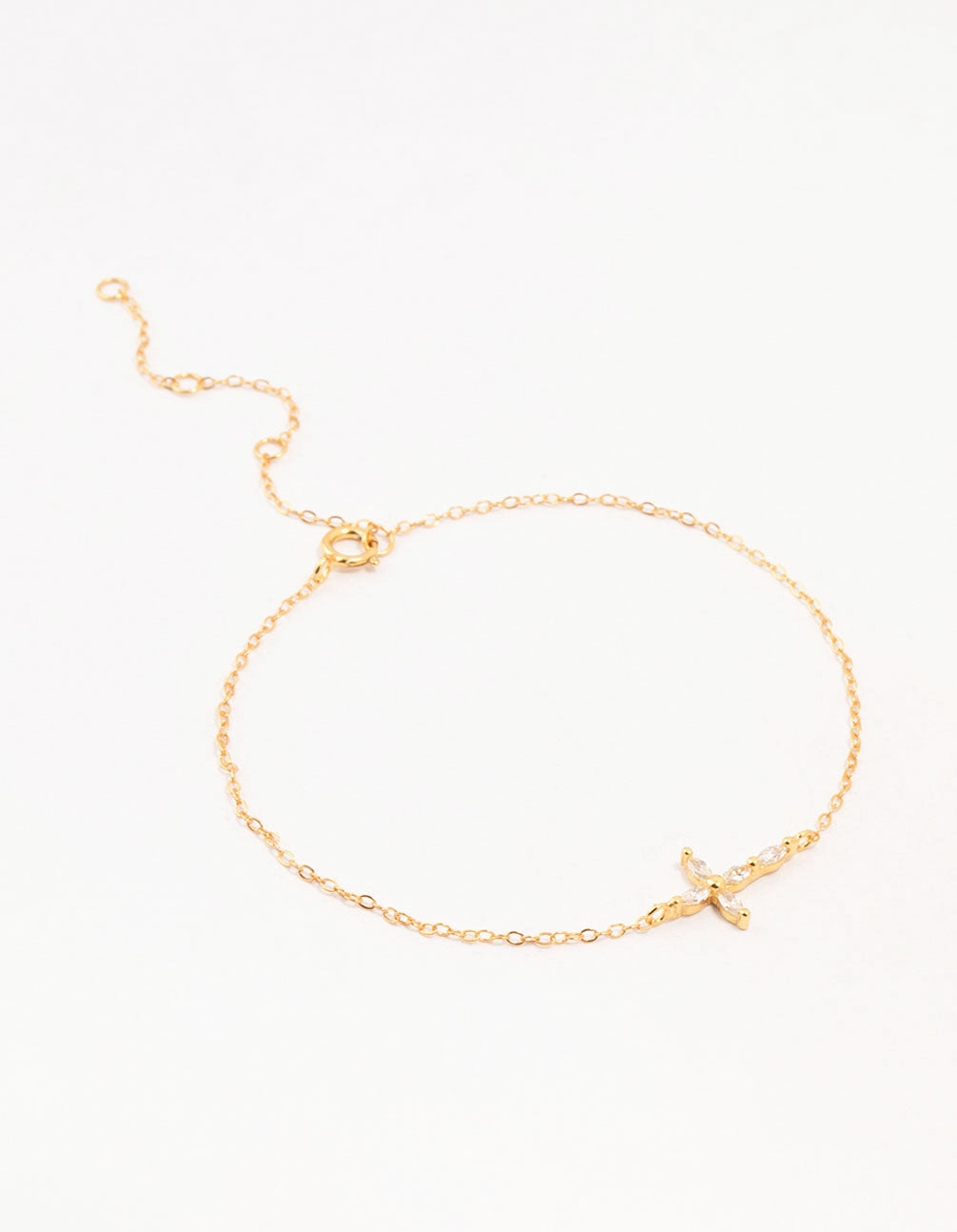 Gold Plated Sterling Silver Marquise Cross Bracelet everyday staple Traditionally Sharp