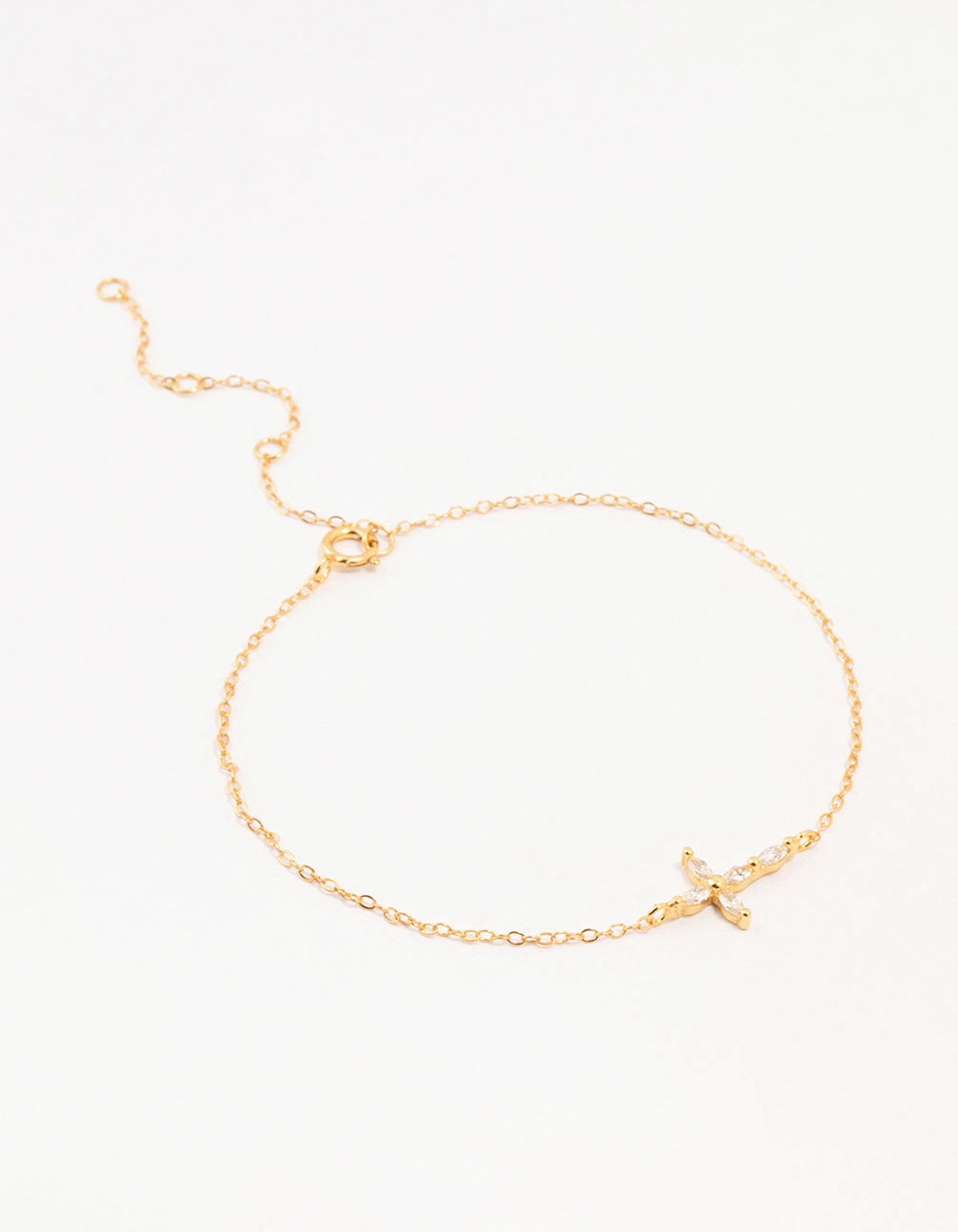 Holy Composites Gold Plated Sterling Silver Marquise Cross Bracelet