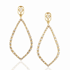 Gold Plated Sterling Silver Micropave CZ Flame Shaped Earring Autumn Accent
