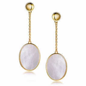 Gift Appeal Gold Plated Sterling Silver Oval Mother of Pearl Earrings