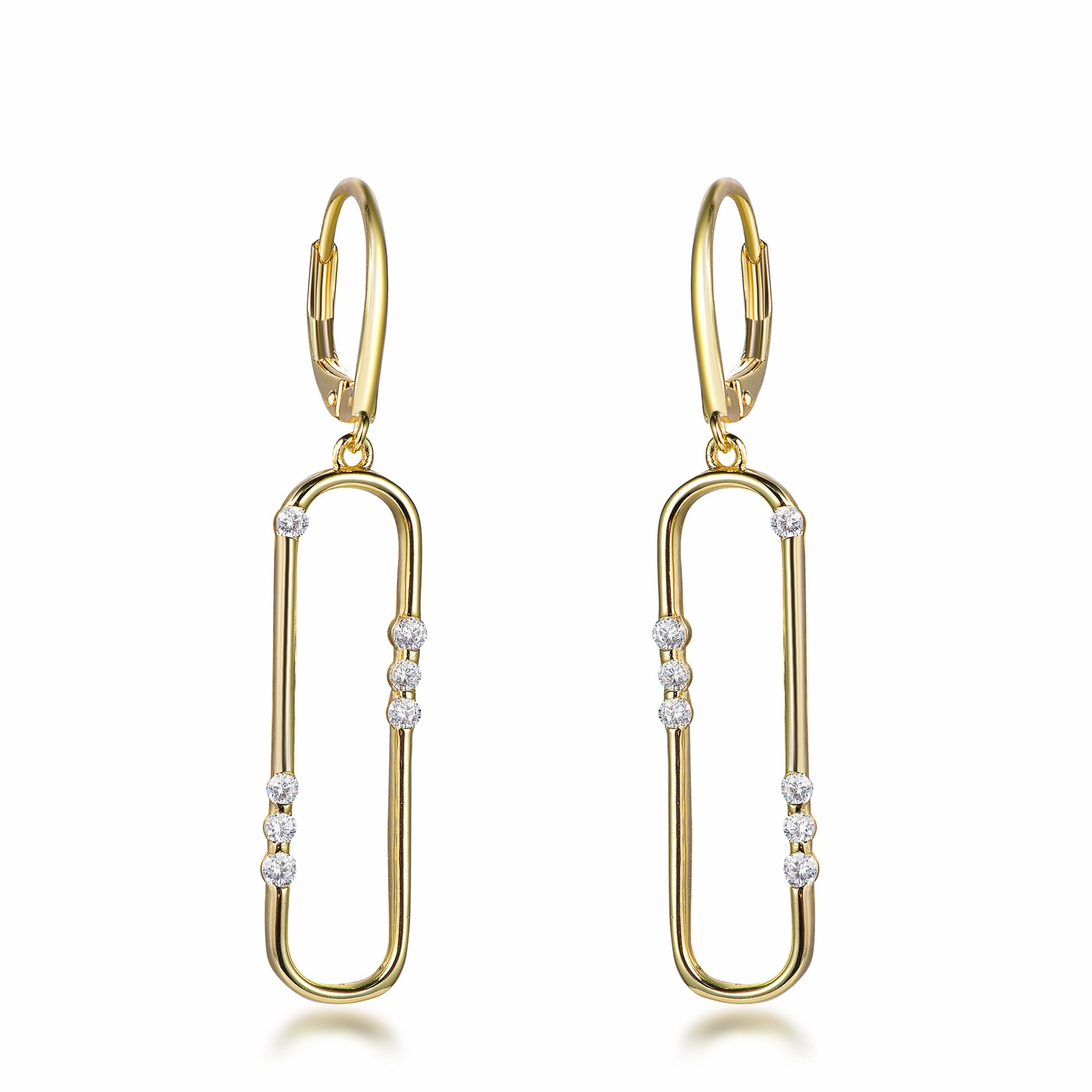 Everyday Luxury Gold Plated Sterling Silver "Diamond" Accent Paperclip Earrings