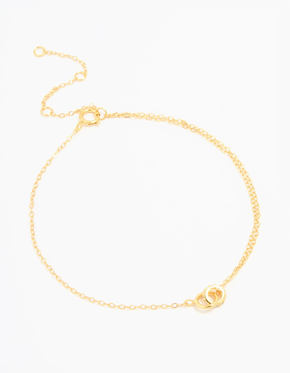 All-Encompassing Gold Plated Sterling Silver Tiny Linked Hoops Bracelet