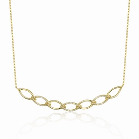 Gold Plated Sterling Silver Twisted Bar With CZ Necklace Charming Sparkle Cool Finish