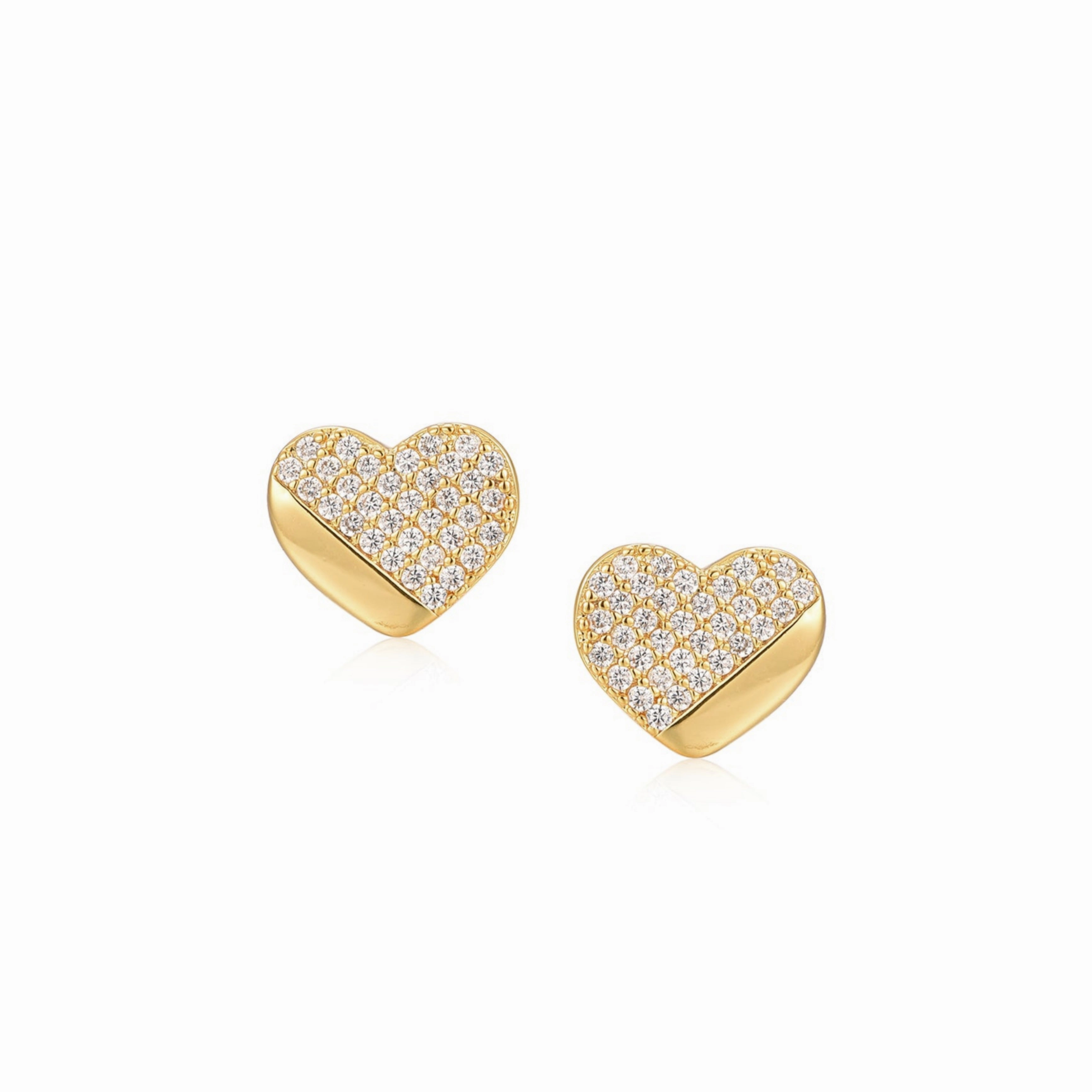 Candid Moment Gold Plated Surgical Steel ? CZ Heart Shaped Earrings