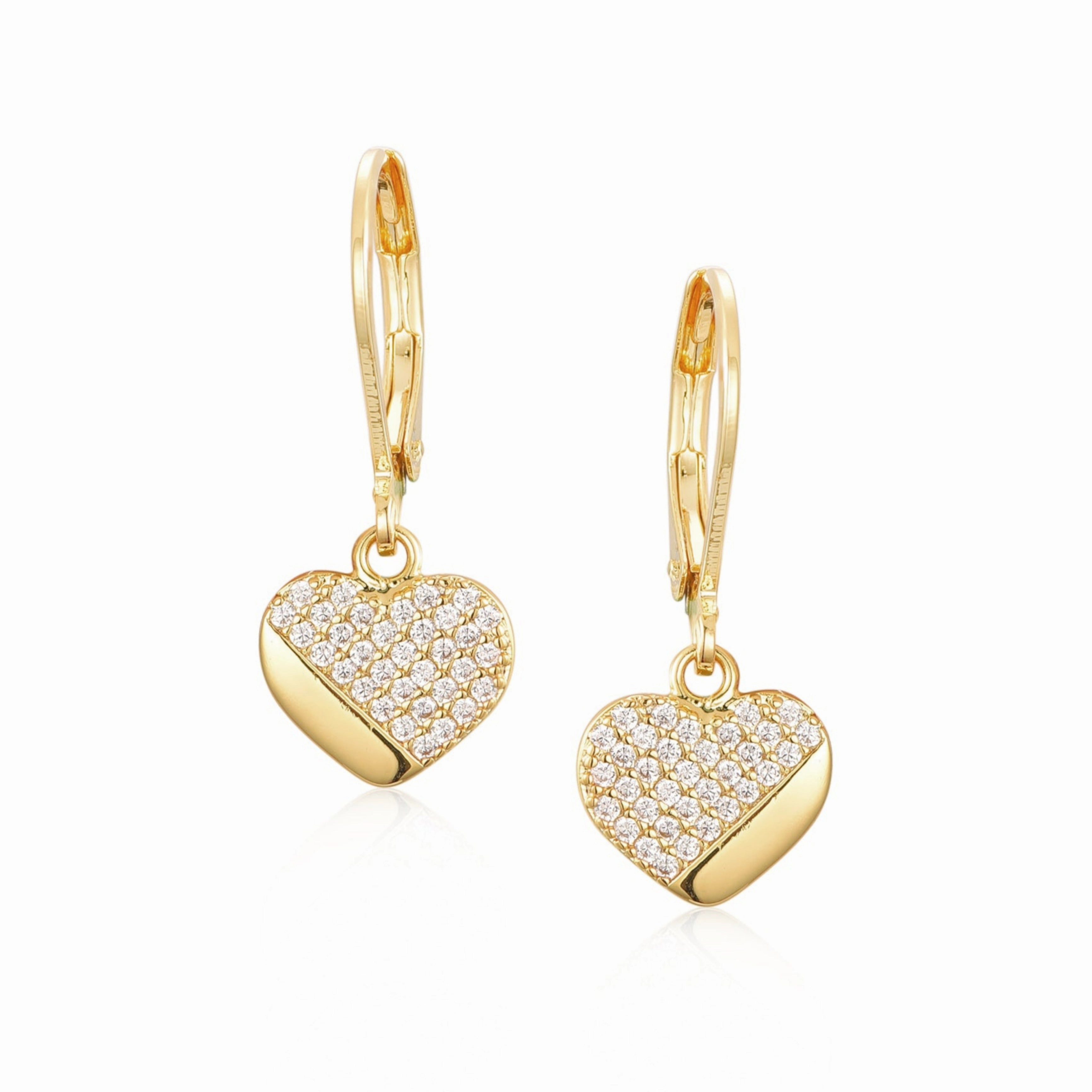 Gold Plated Surgical Steel ? CZ Heart Shaped Earrings Red Carpet Artful Touch