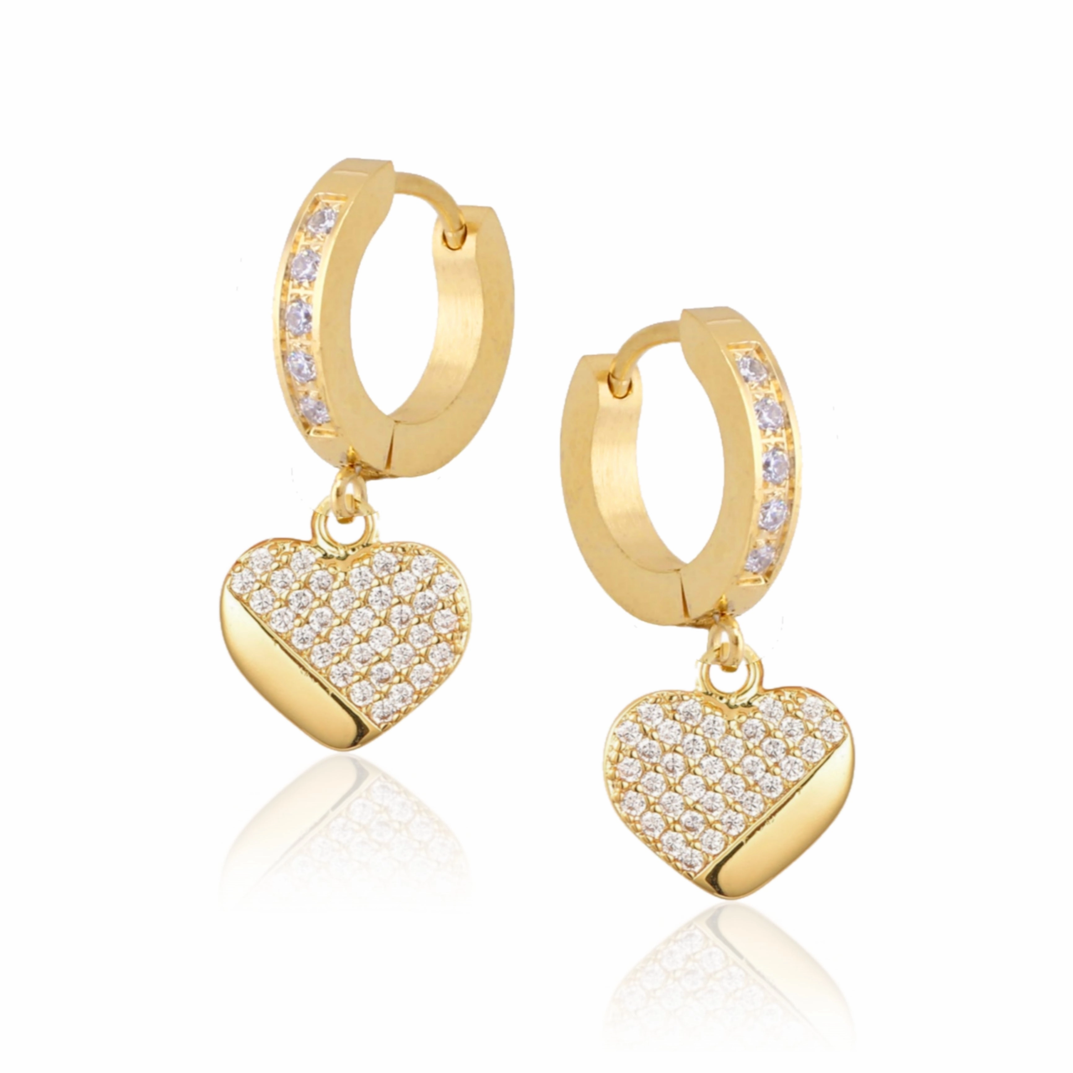 Gold Plated Surgical Steel ? CZ Heart Shaped Earrings Work Ready