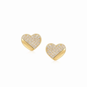 Candid Moment Gold Plated Surgical Steel ? CZ Heart Shaped Earrings