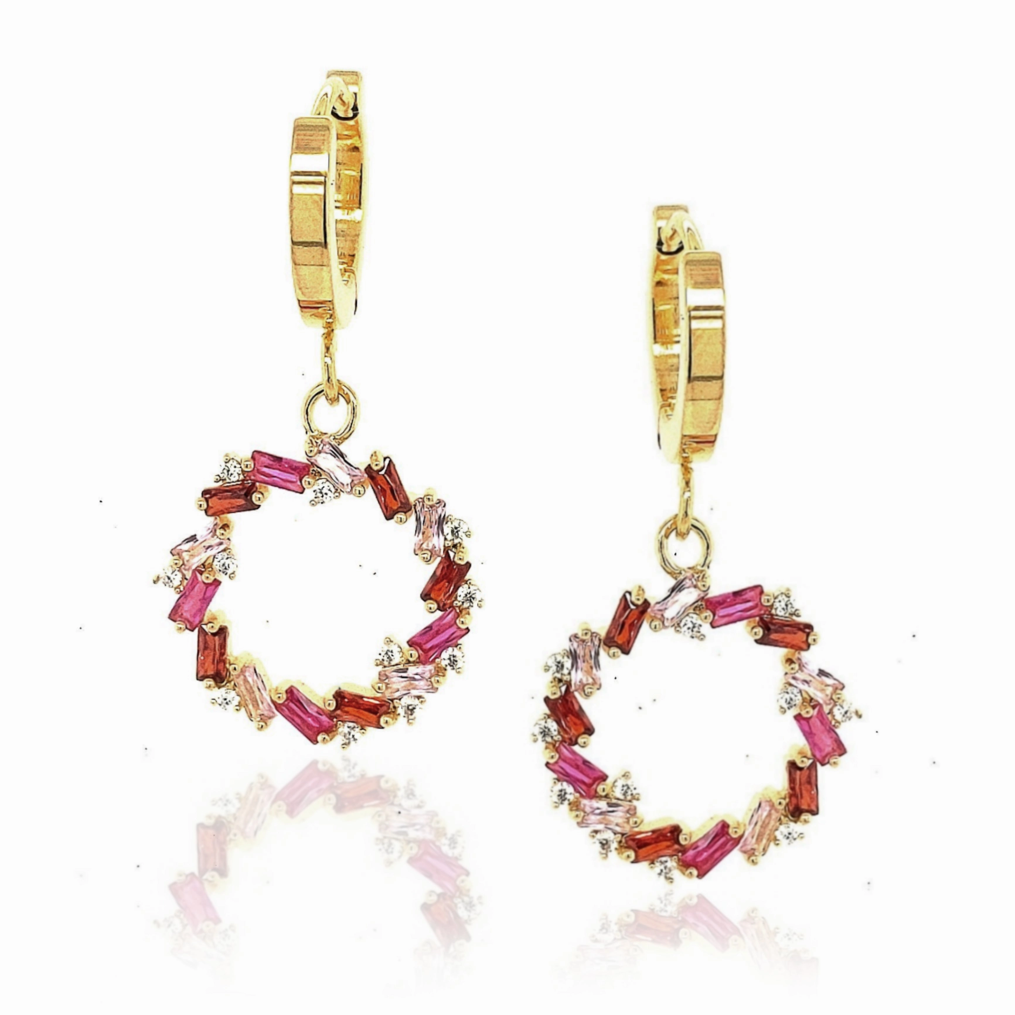 Gold Plated Surgical Steel Chasing Baguettes Circle Earring Fashion Must