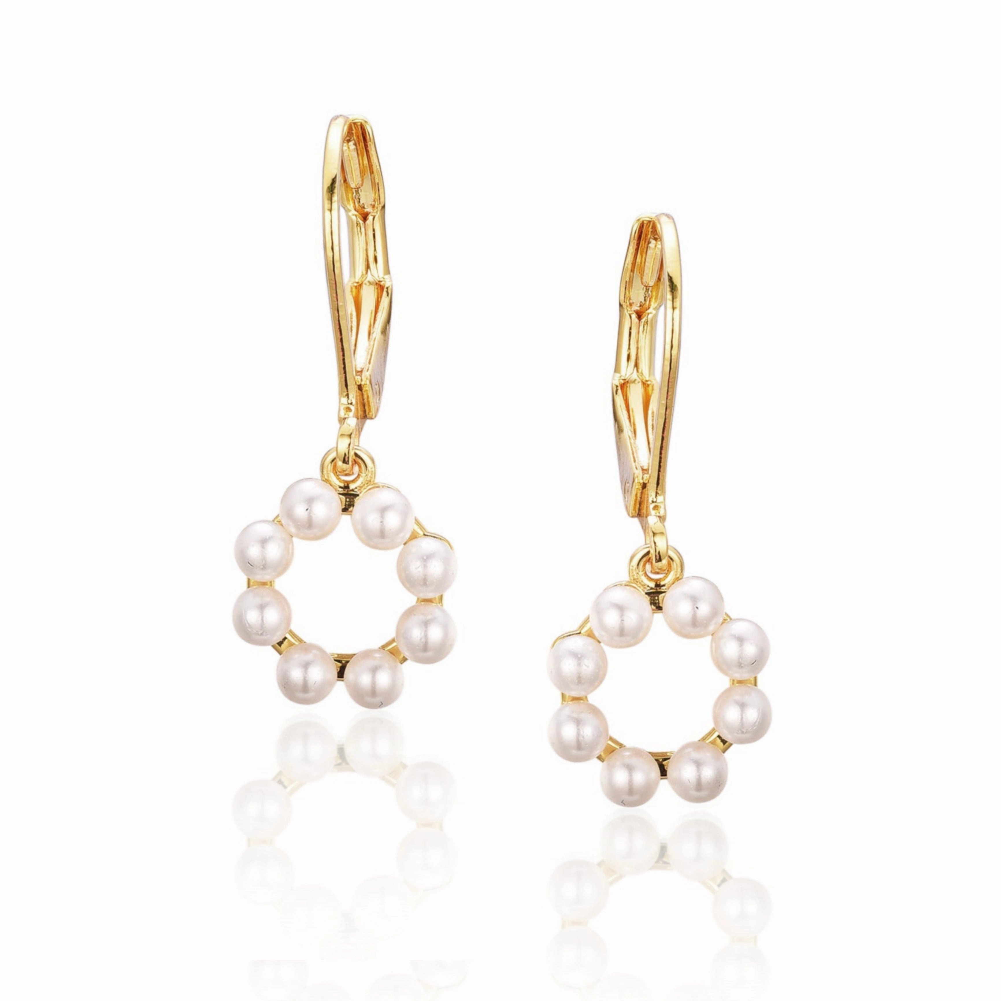 Style Focus Gold Plated Surgical Steel Circle Of Beads Earrings