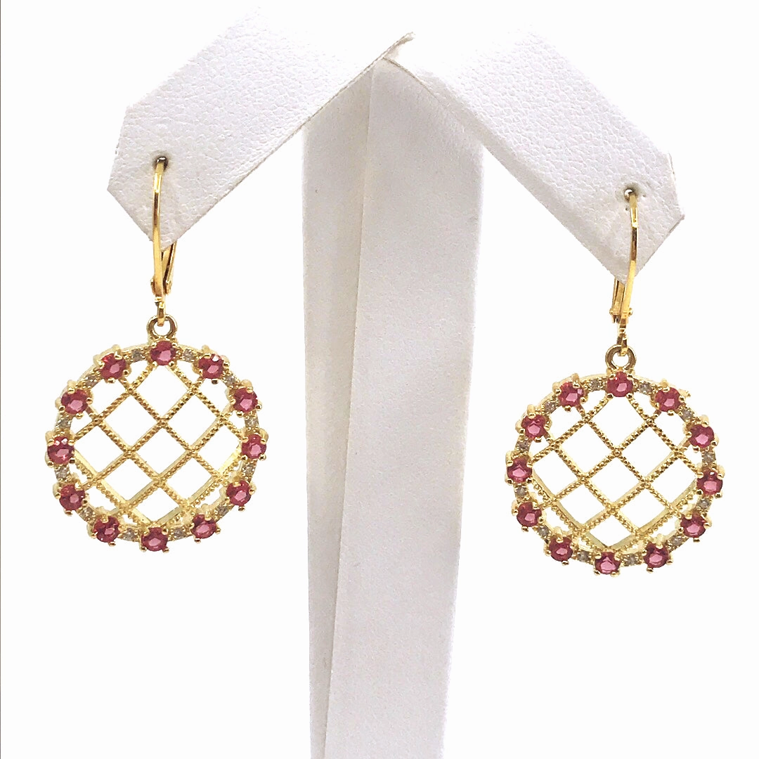 Shimmer Effect Modern pieces Gold Plated Surgical Steel Circle Weave Earrings