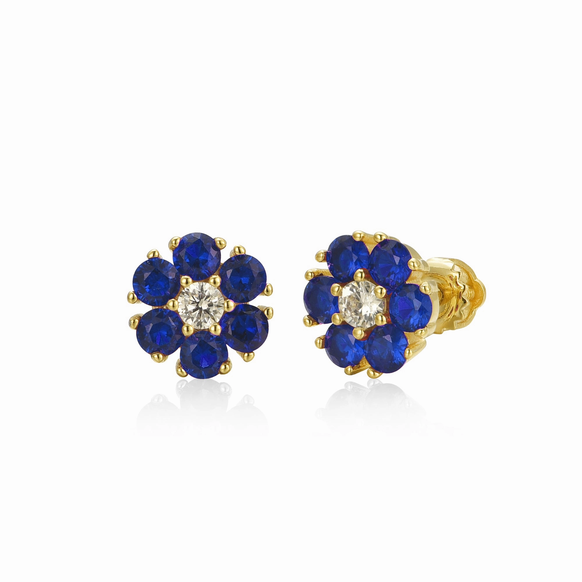 Gold Plated Surgical Steel Color CZ Flower Stud Earrings Glam Touch Urban Flair
