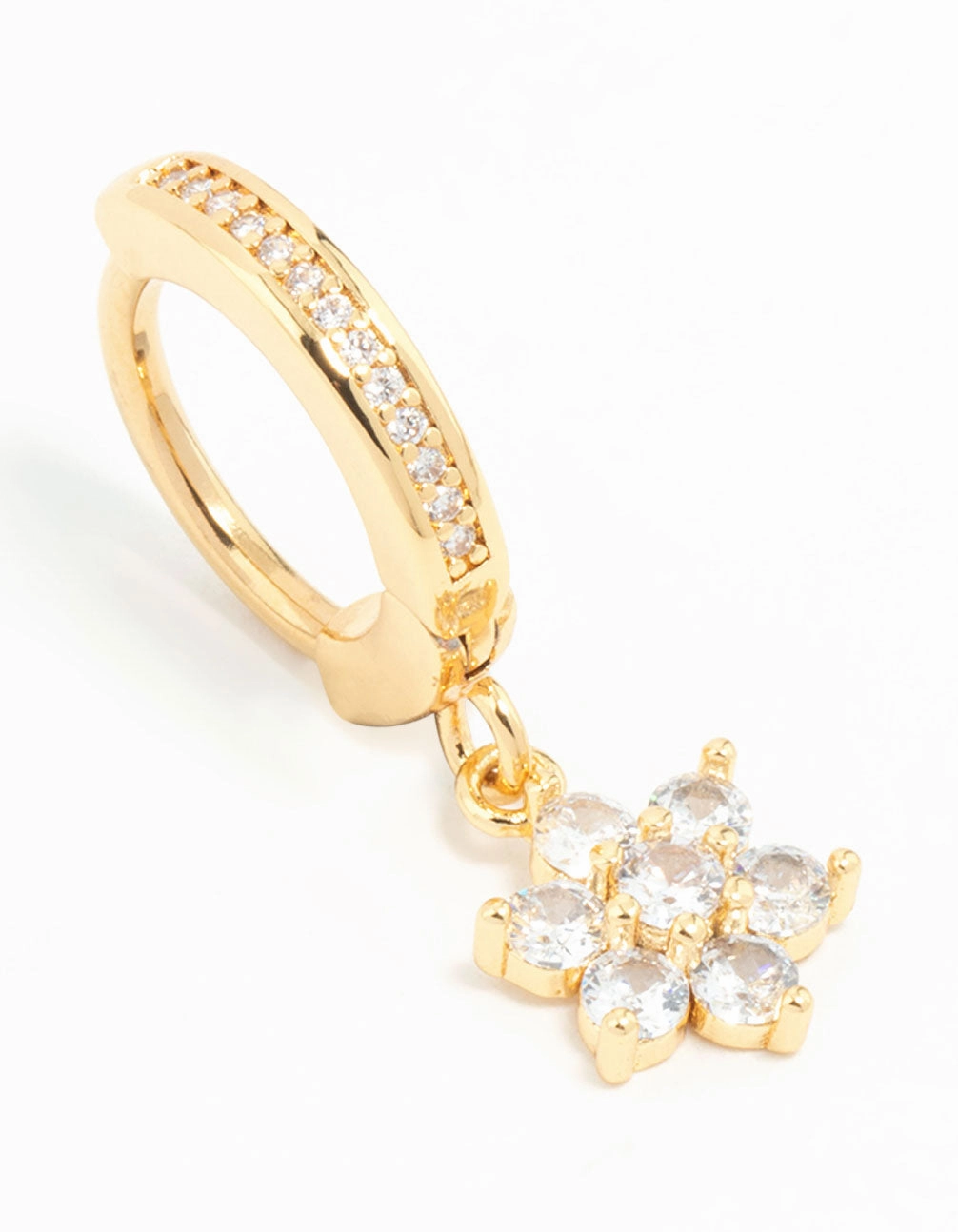 Elegant Shine Gold Plated Surgical Steel Cubic Zirconia Flower Belly Ring