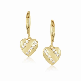 Gloss Moment Shimmering Touch Gold Plated Surgical Steel CZ Diagonal Line Earrings