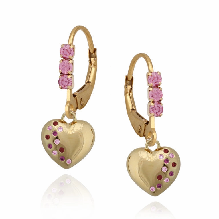 Gold Plated Surgical Steel CZ-Dipped Puffed Heart Earring Refined Accent soft look