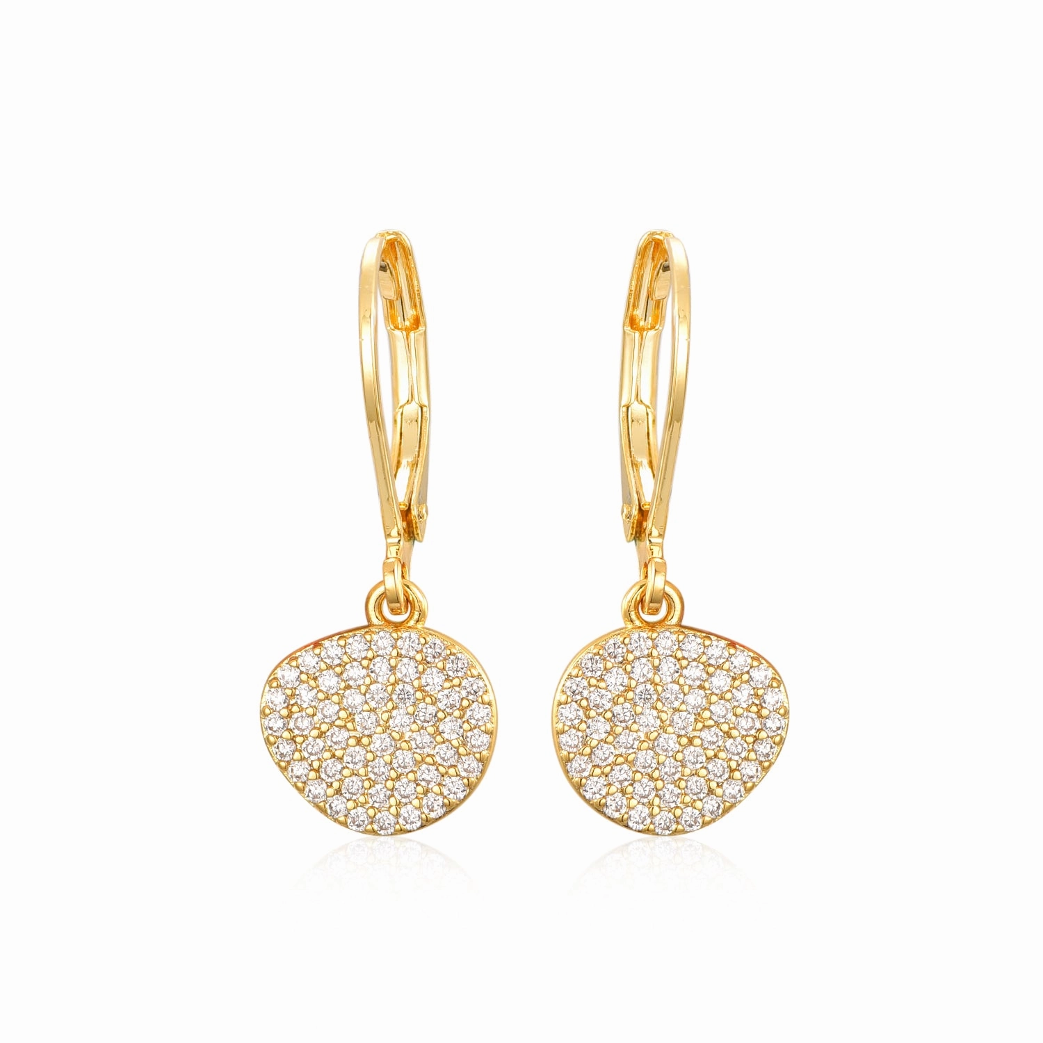 Beauty Element Refined Elegance Gold Plated Surgical Steel CZ Natural Shape Earrings