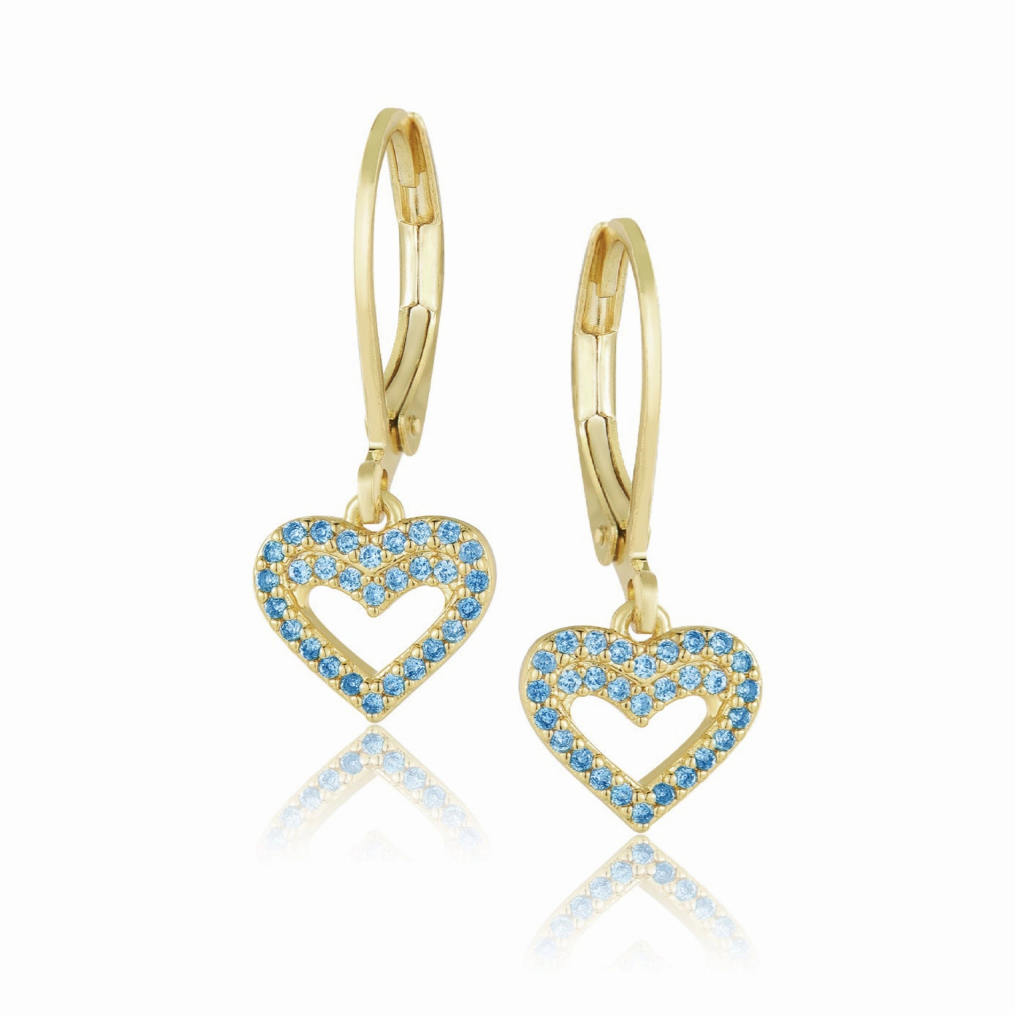 Spark Touch Gold Plated Surgical Steel CZ Outline Heart Earrings
