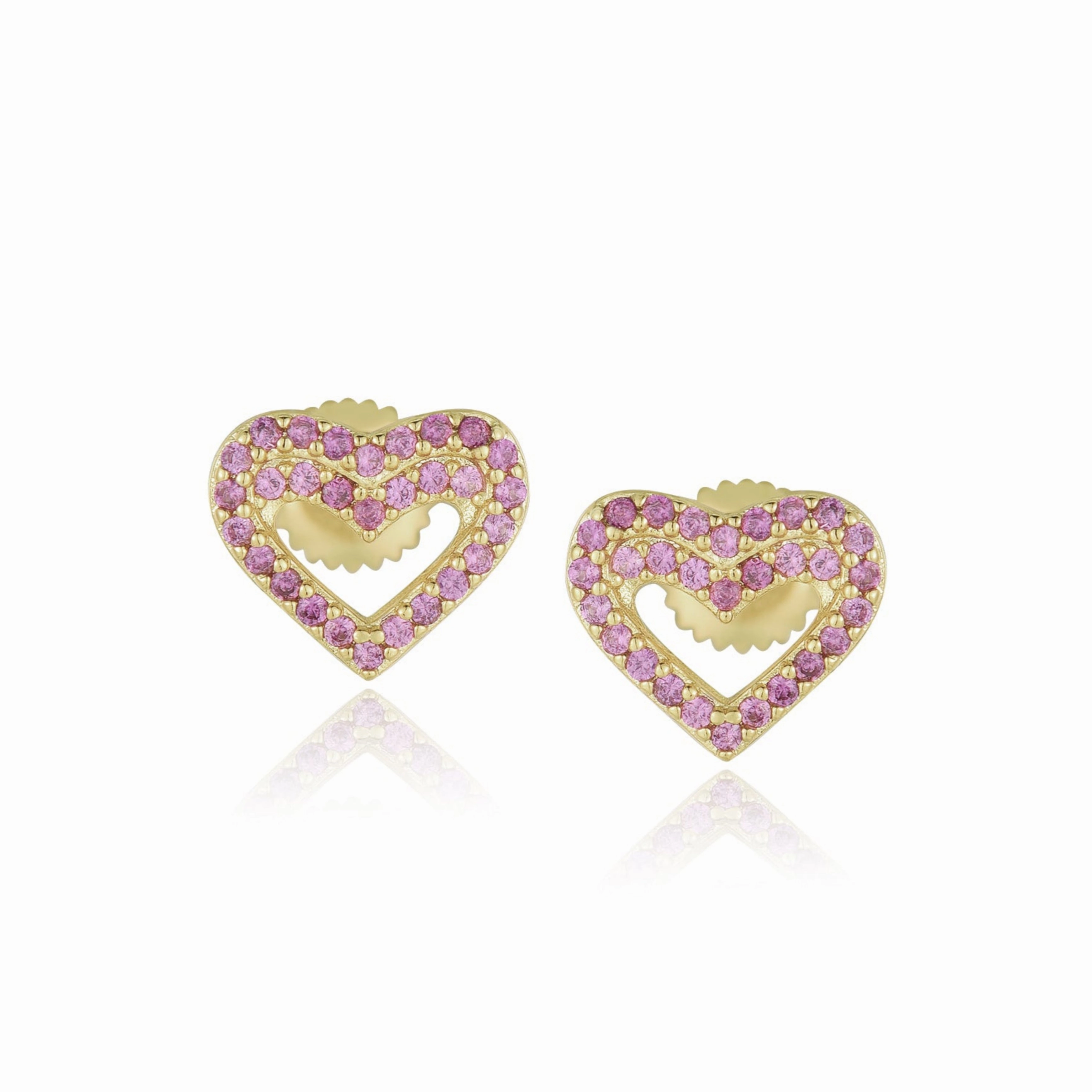 Gold Plated Surgical Steel CZ Outline Heart Earrings Creative Edge Perfect Fit