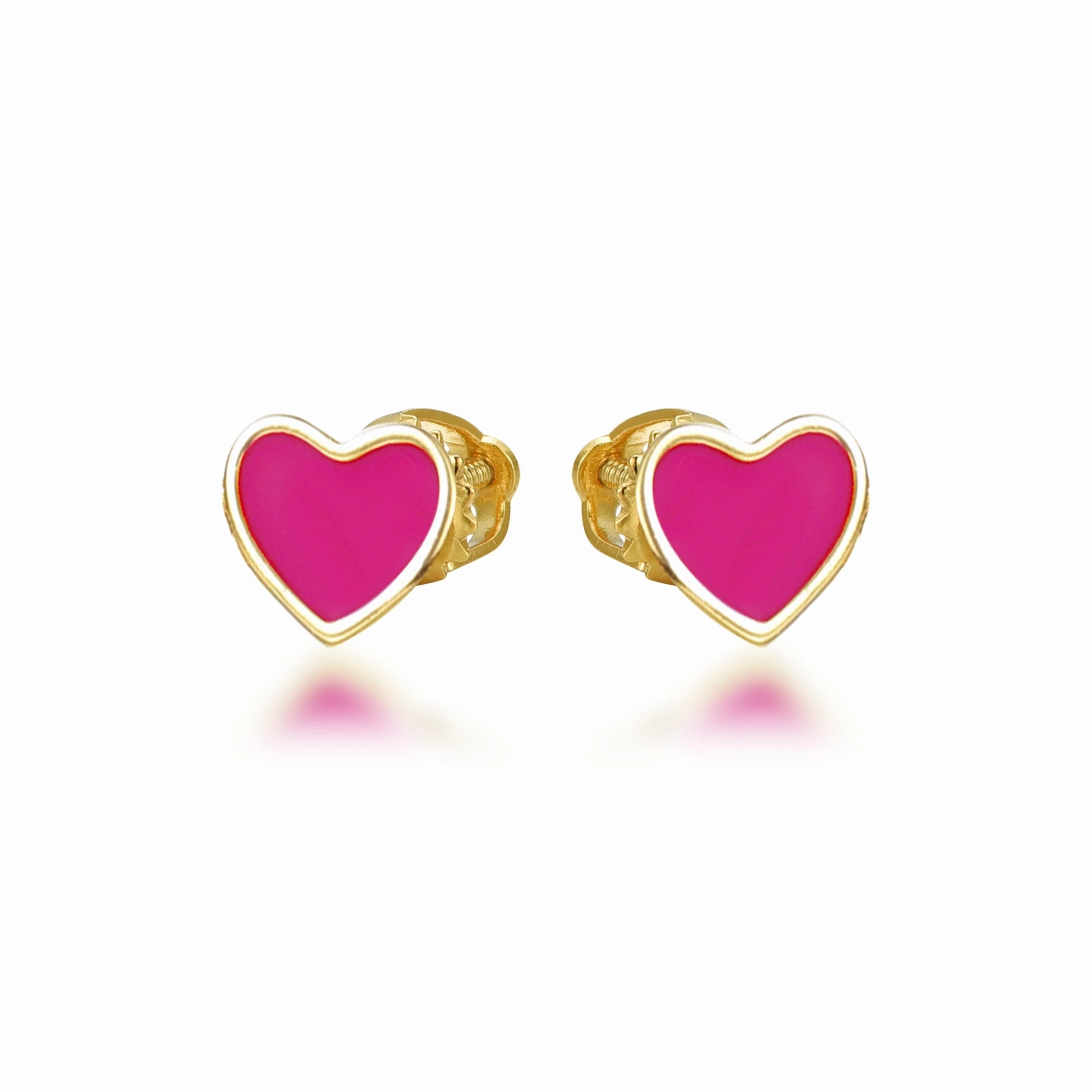 Luxury Pick Finishing Feature Gold Plated Surgical Steel Enamel Heart Stud Earrings