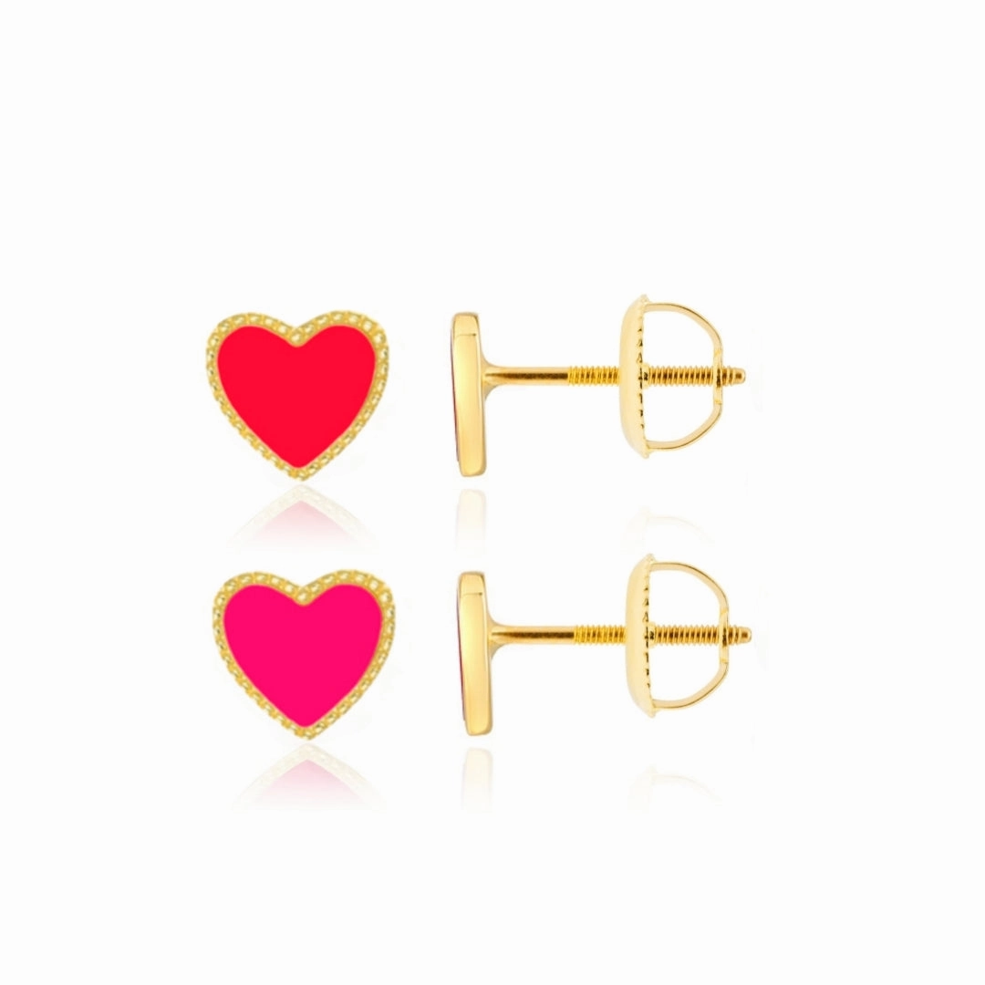 Day Vibe Gold Plated Surgical Steel Enamel Heart Stud Earrings