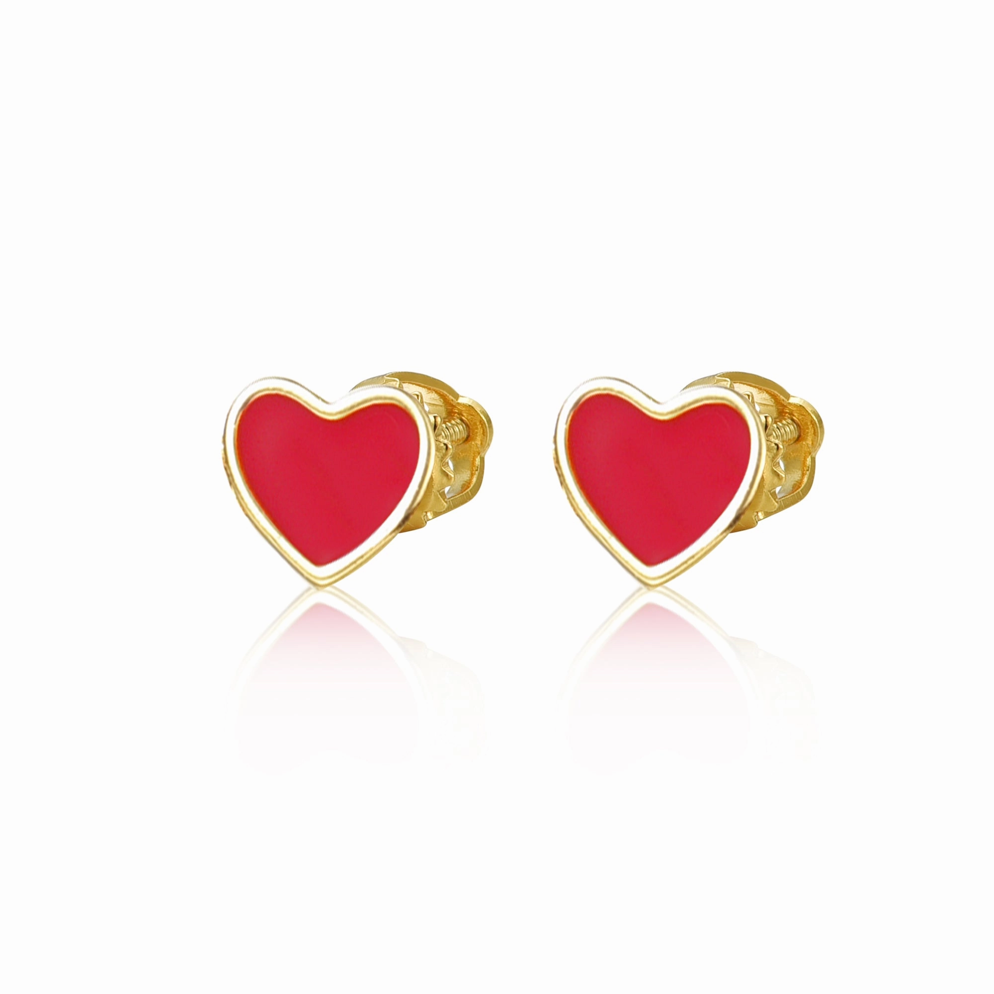 Soft color Gold Plated Surgical Steel Enamel Heart Stud Earrings