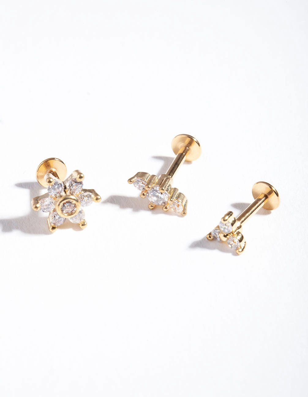 Shiny Gem Radiant Moment Gold Plated Surgical Steel Floral Flat Back Pack