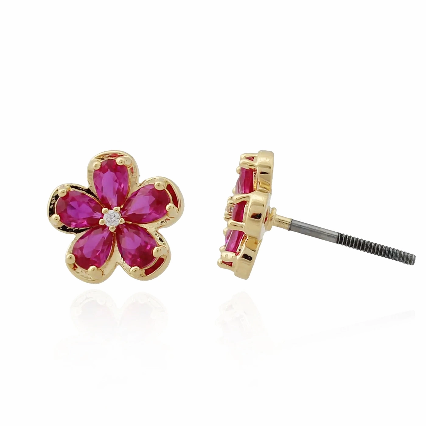 Everyday Finish Gold Plated Surgical Steel Mini Flower Stud Screwback Earring