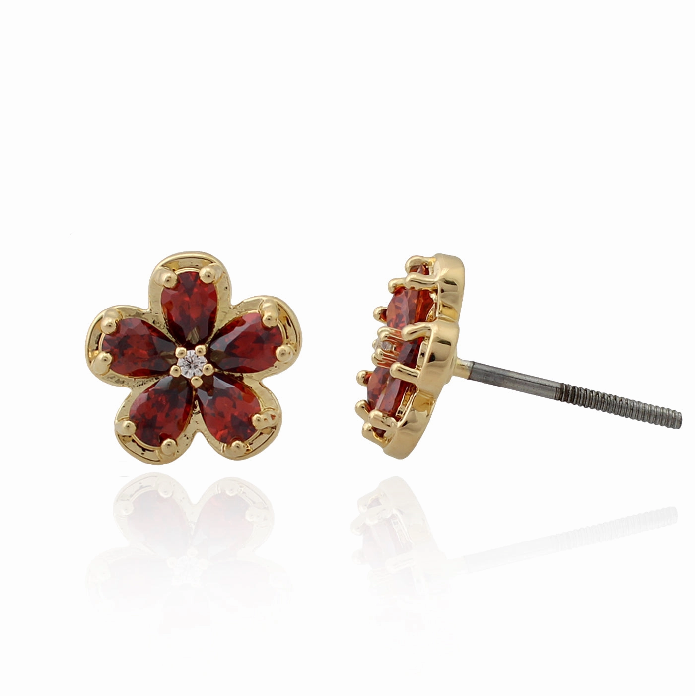 Gold Plated Surgical Steel Mini Flower Stud Screwback Earring Sophisticated Jewelry