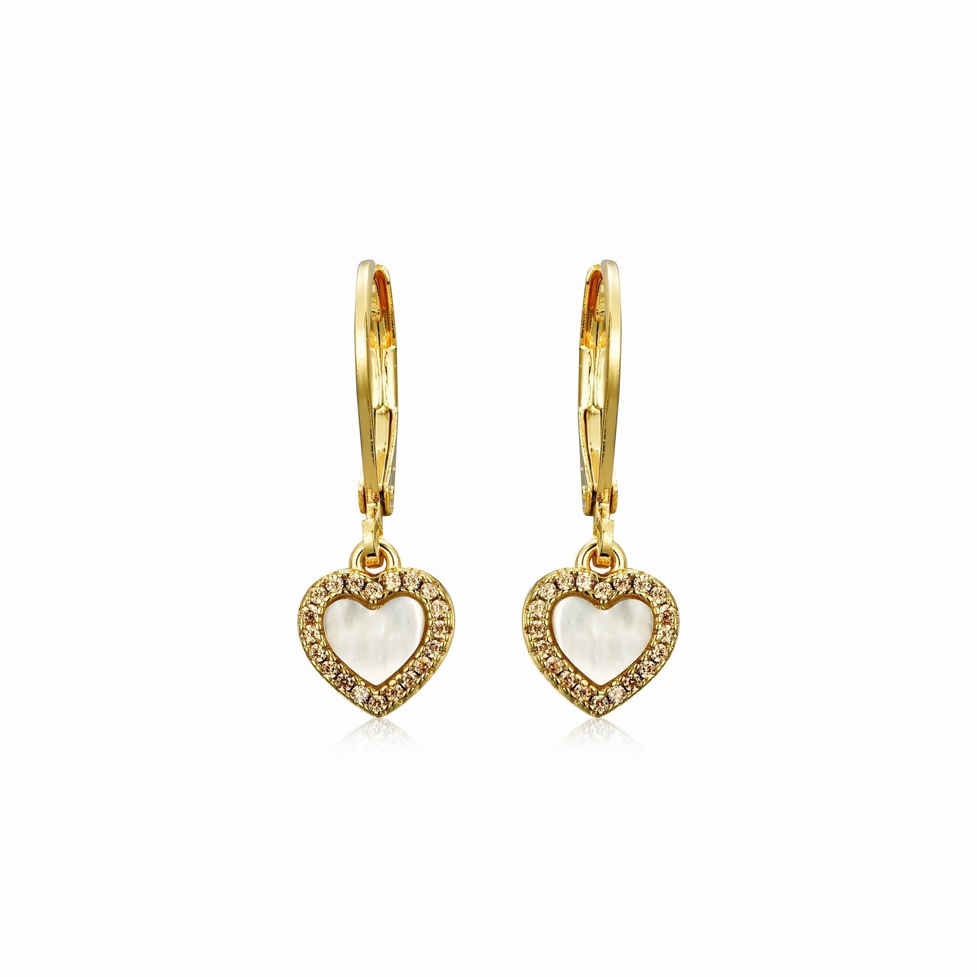 Gold Plated Surgical Steel Pretty and Colorful Heart Dangle Earrings Glamorous Mood