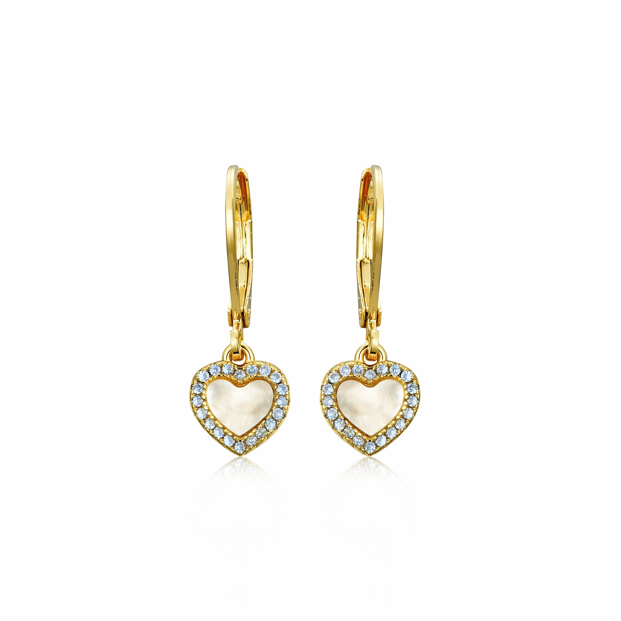 Subtle Grace Gold Plated Surgical Steel Pretty and Colorful Heart Dangle Earrings