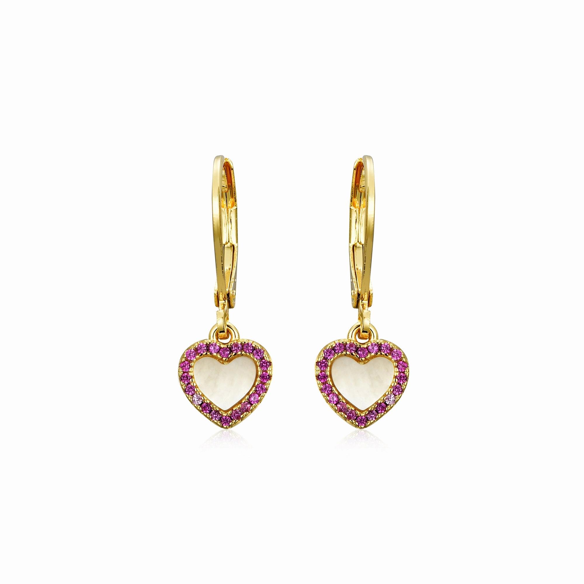 Minimal Design Luxe For Less Gold Plated Surgical Steel Pretty and Colorful Heart Dangle Earrings